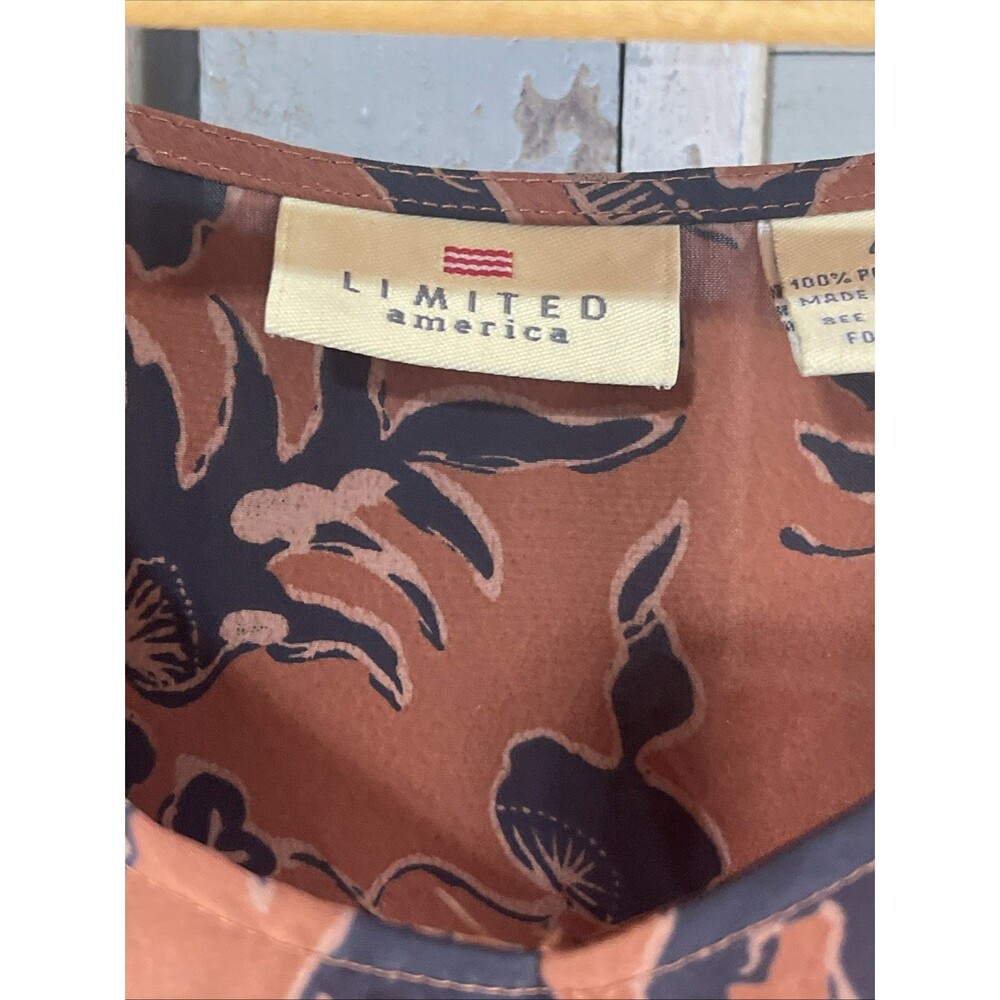 Limited America Vintage Midi Maxi Dress Floral Orange Gray Tan Size 4 - Picture 2 of 9